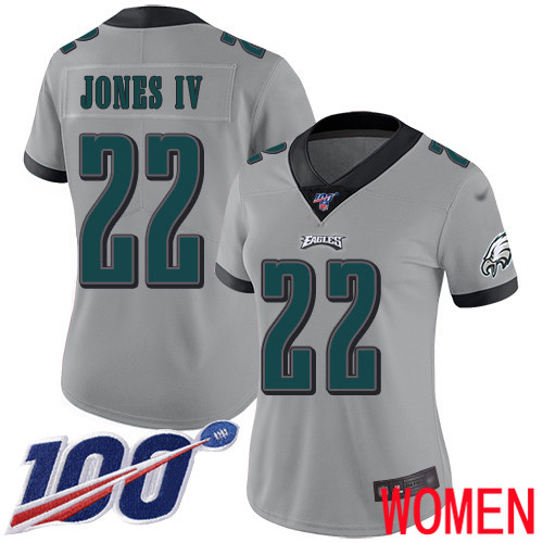 Women Philadelphia Eagles #22 Sidney Jones Limited Silver Inverted Legend NFL Jersey 100th Season Football->women nfl jersey->Women Jersey